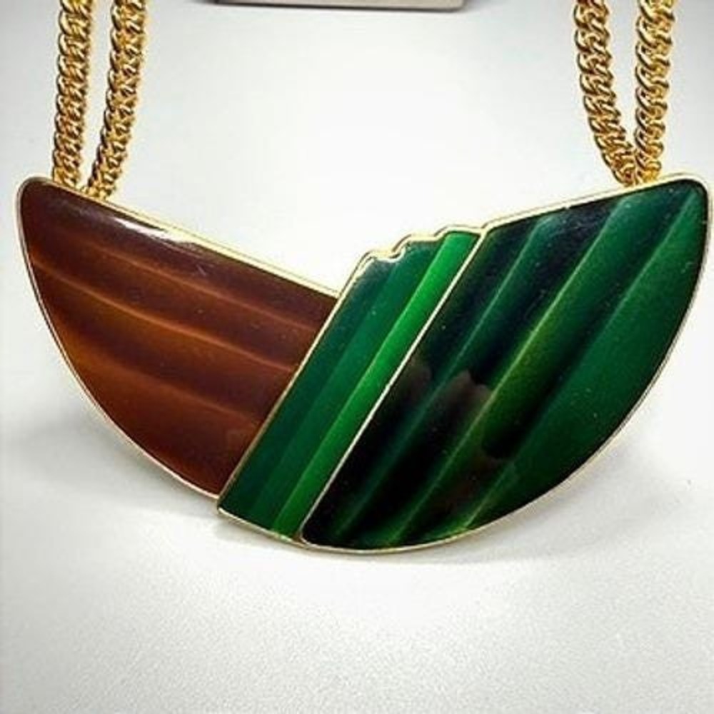 Vintage Trifari Runway Necklace‎ Enamel Collar 16" 1980s Statement Rare